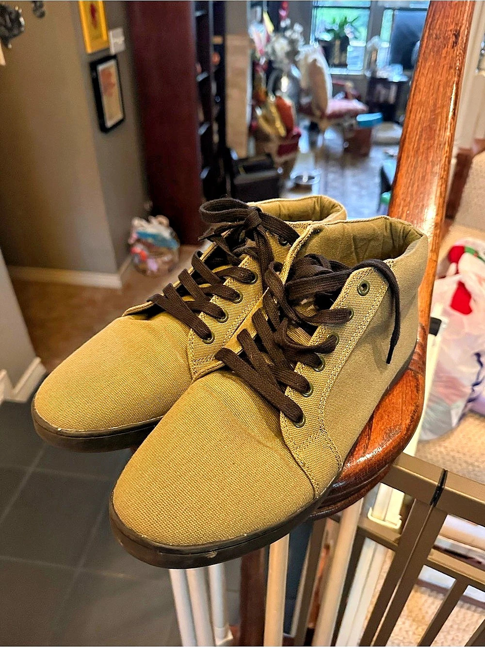 Woobies mid top green canvas sneakers